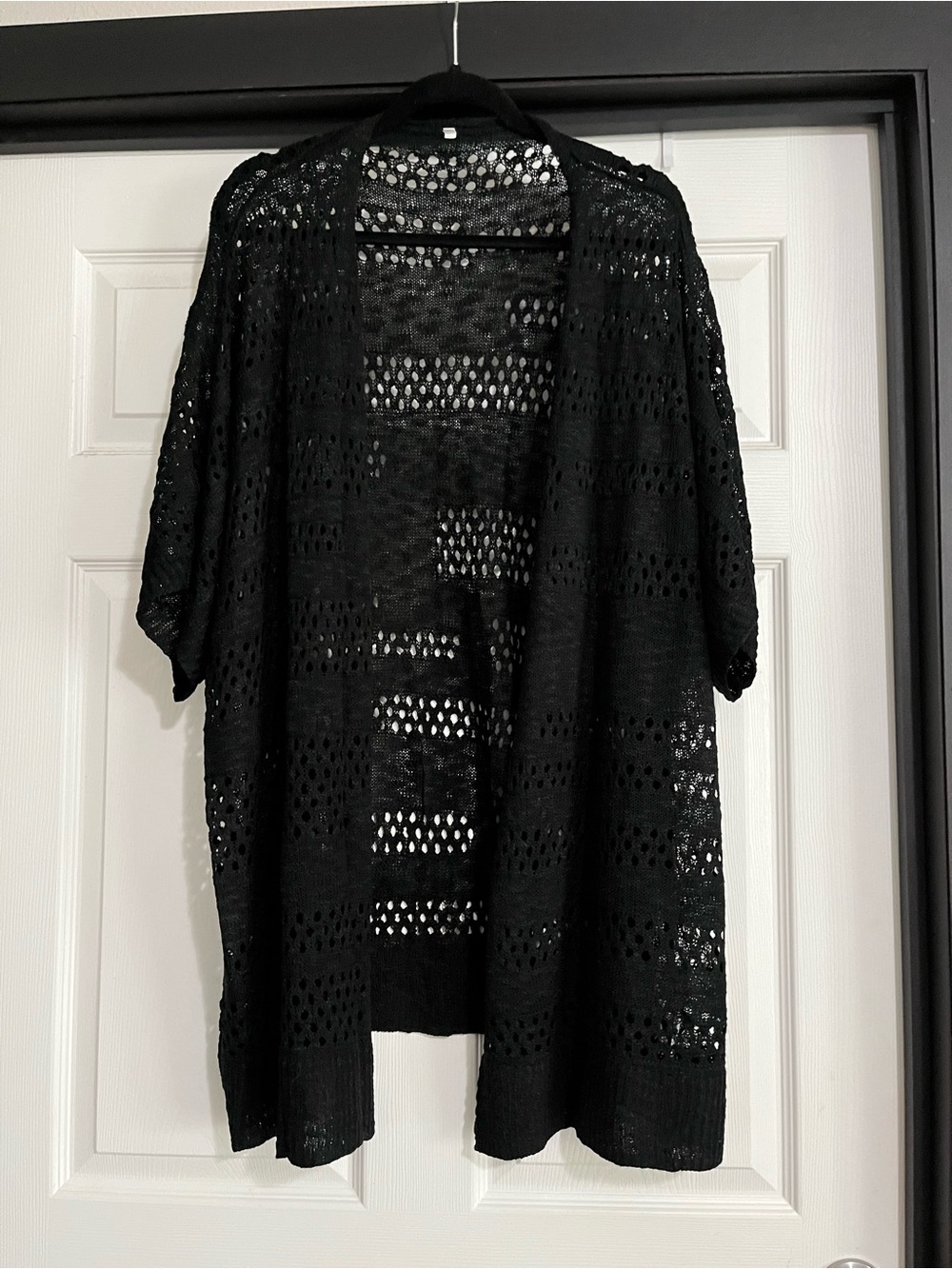 Black Open-Knit Short Sleeve Cardigan Sz 3X